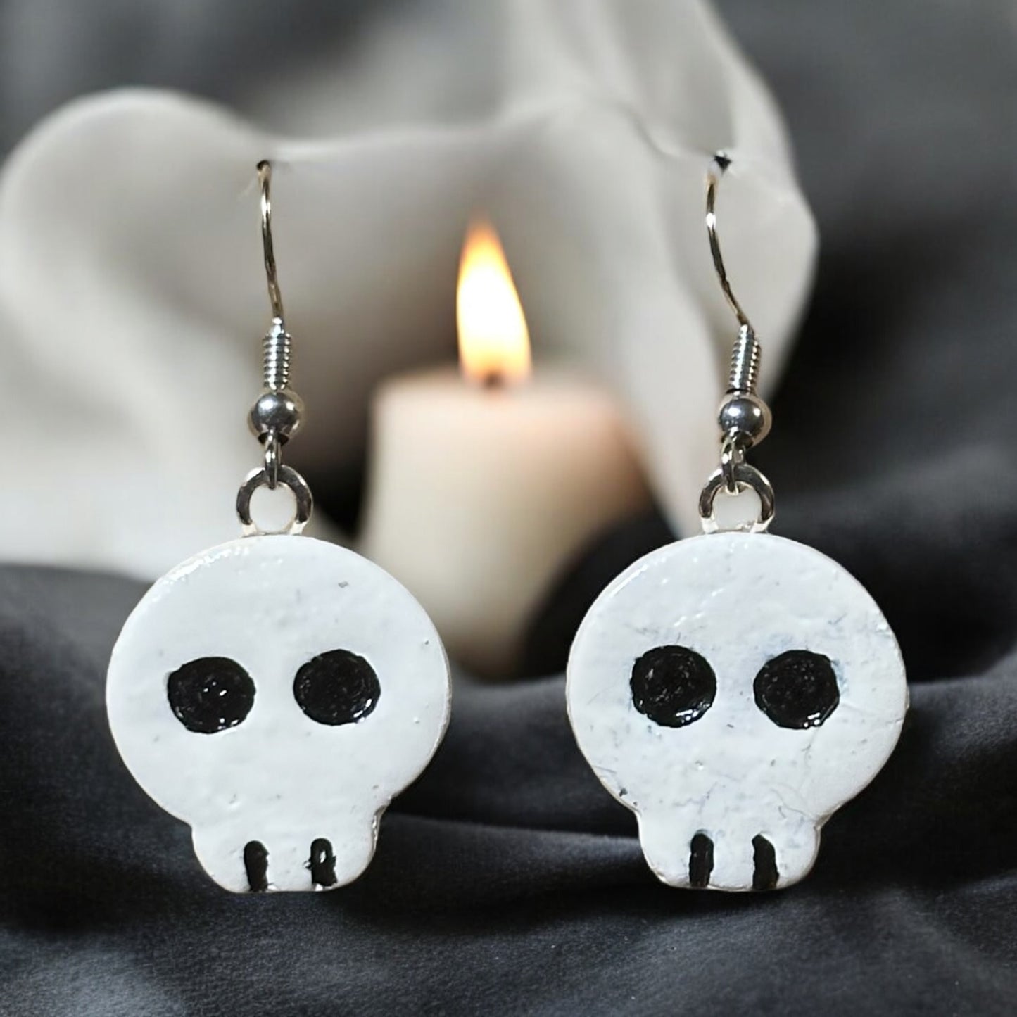 Clay Skull Dangle Earrings - by CBSM