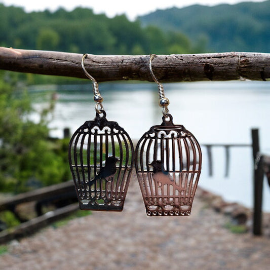 Hollow Birdcage Charm Dangle Earrings