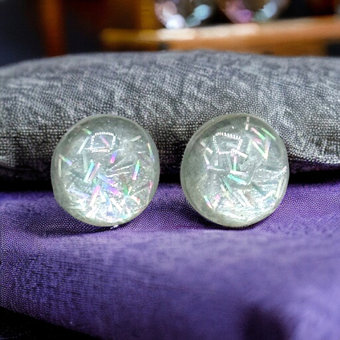 Silver Confetti Embellishment Stud Earrings