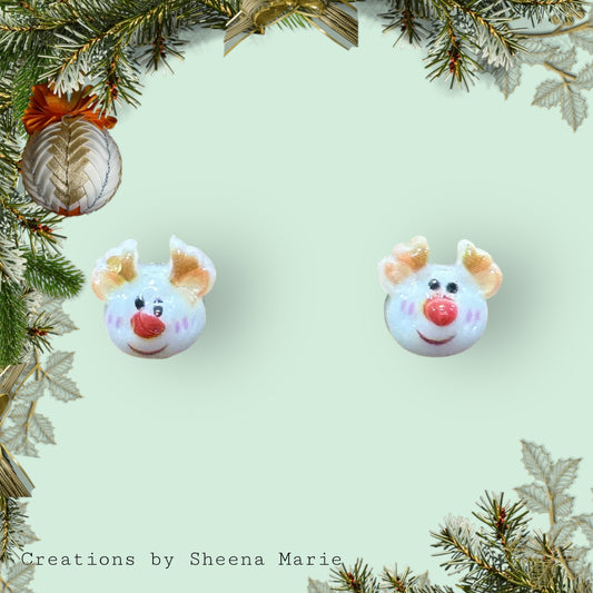 Red Nosed Reindeer Stud Earrings