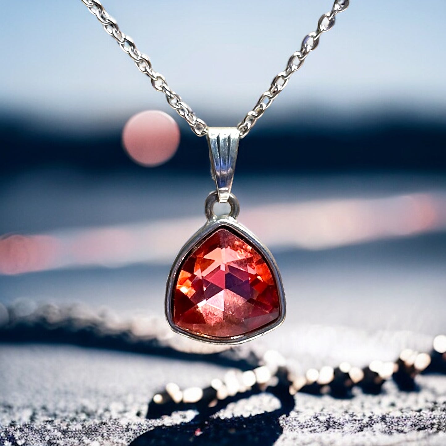 AB Faceted Triangle Charm Necklace