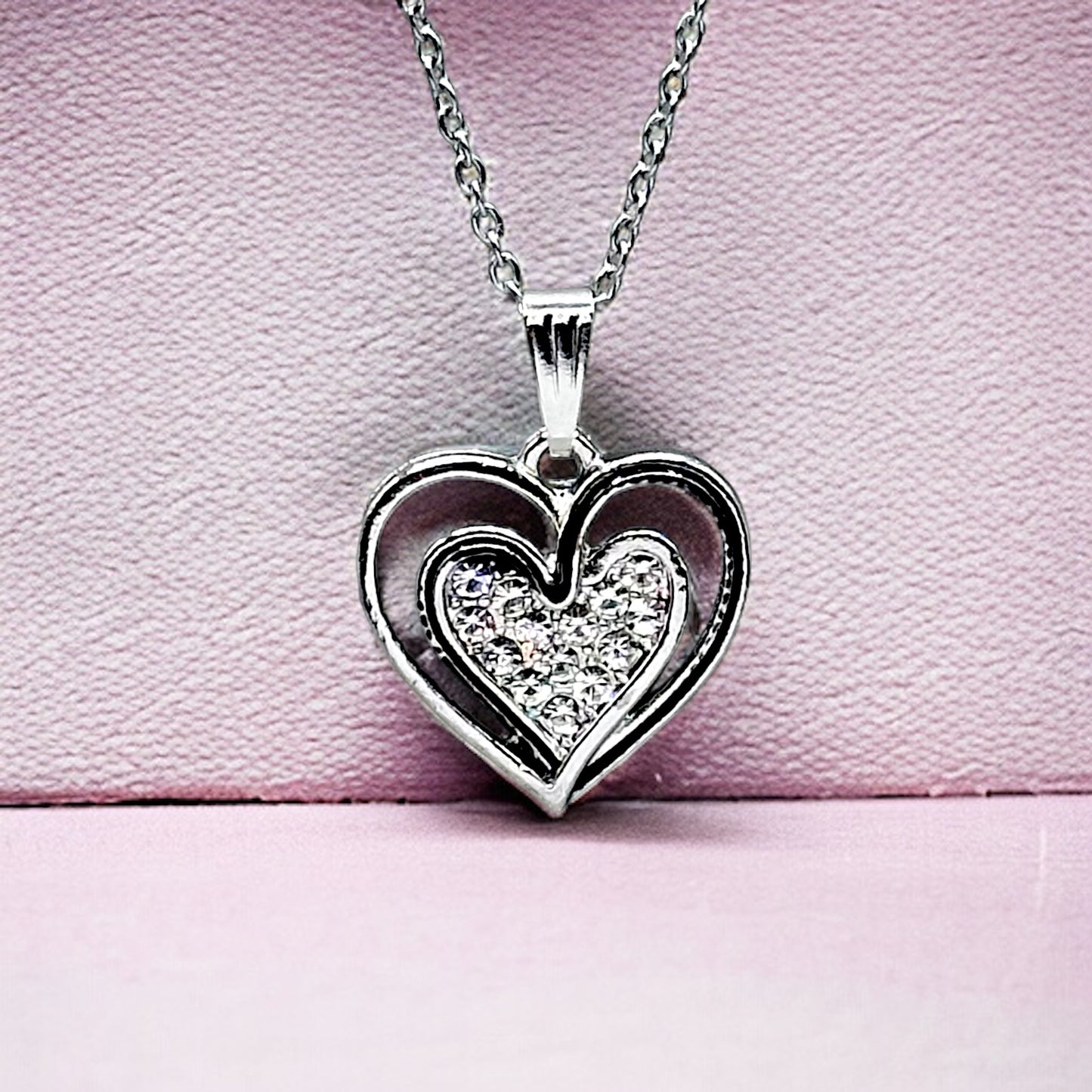 Romantic Double Hearts Charm Necklace