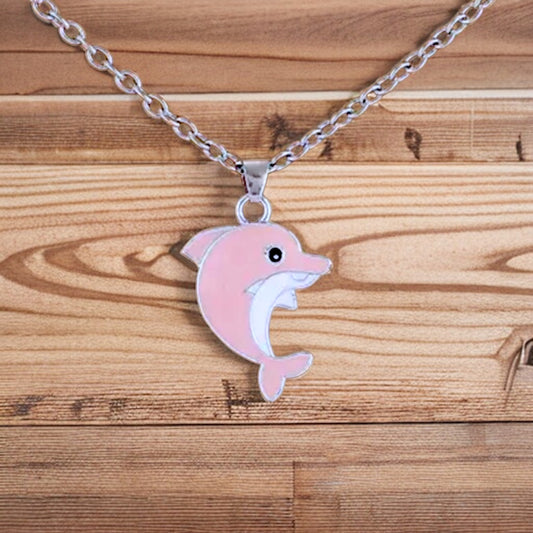 Pink Dolphin Charm Necklace