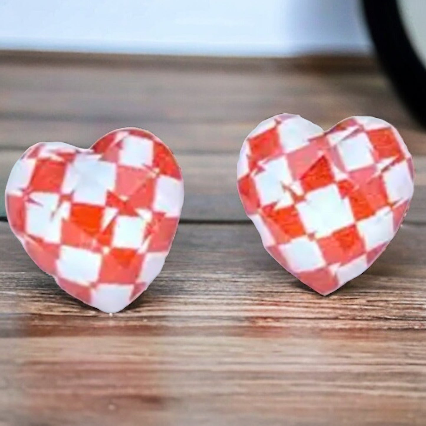 Mini Resin Heart Embellishment Stud Earrings