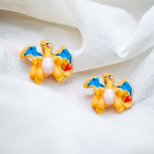 Resin Cartoon Fiery Dragon Embellishment Stud Earrings