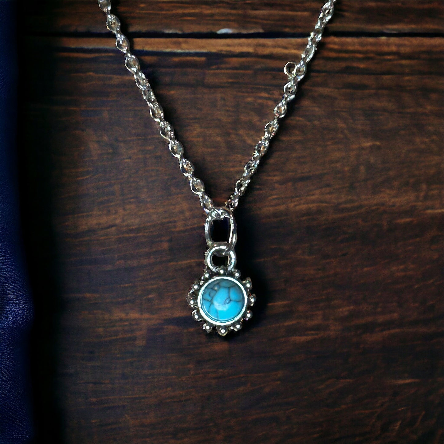 Tiny Bezel Stone Charm Necklace