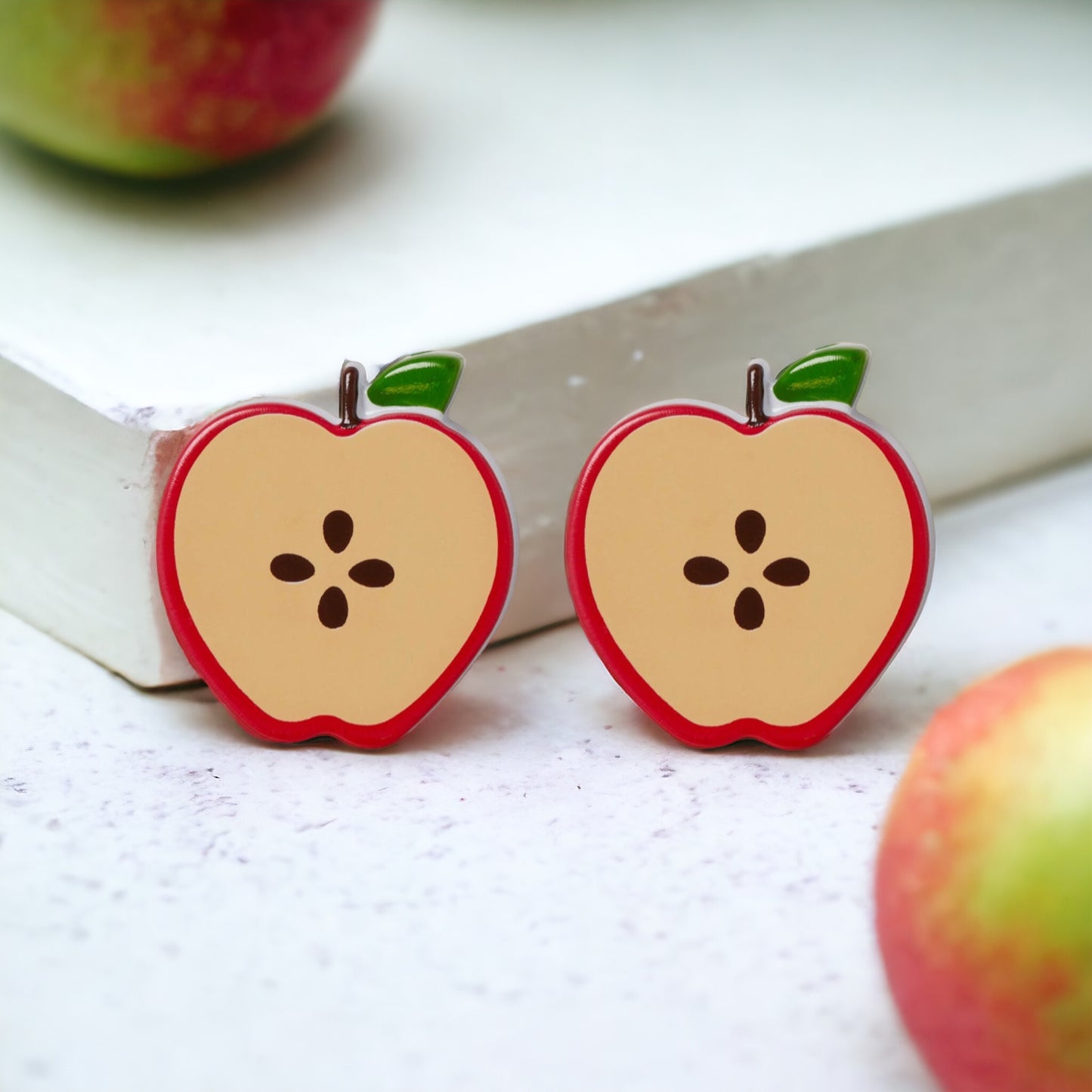Apple Slice Button Stud Earrings