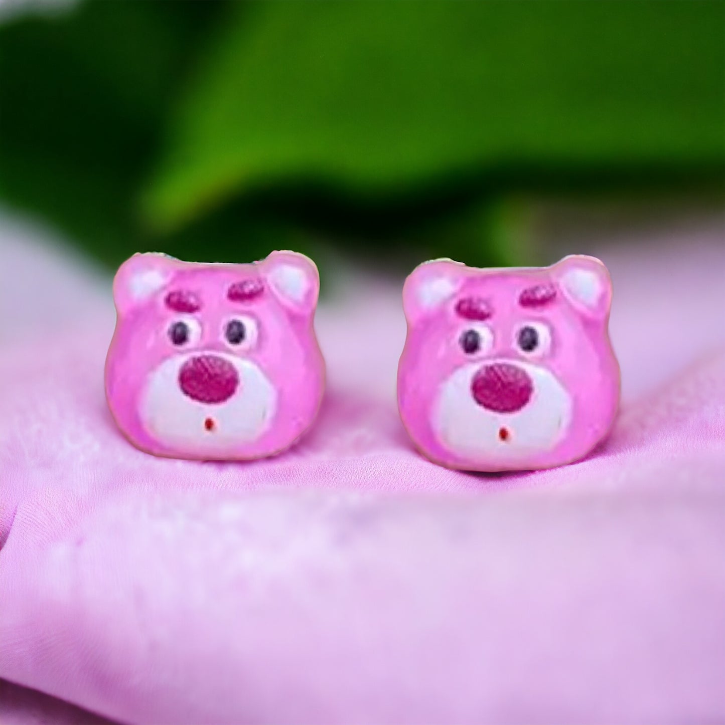 Pink Bear Embellishment Stud Earrings