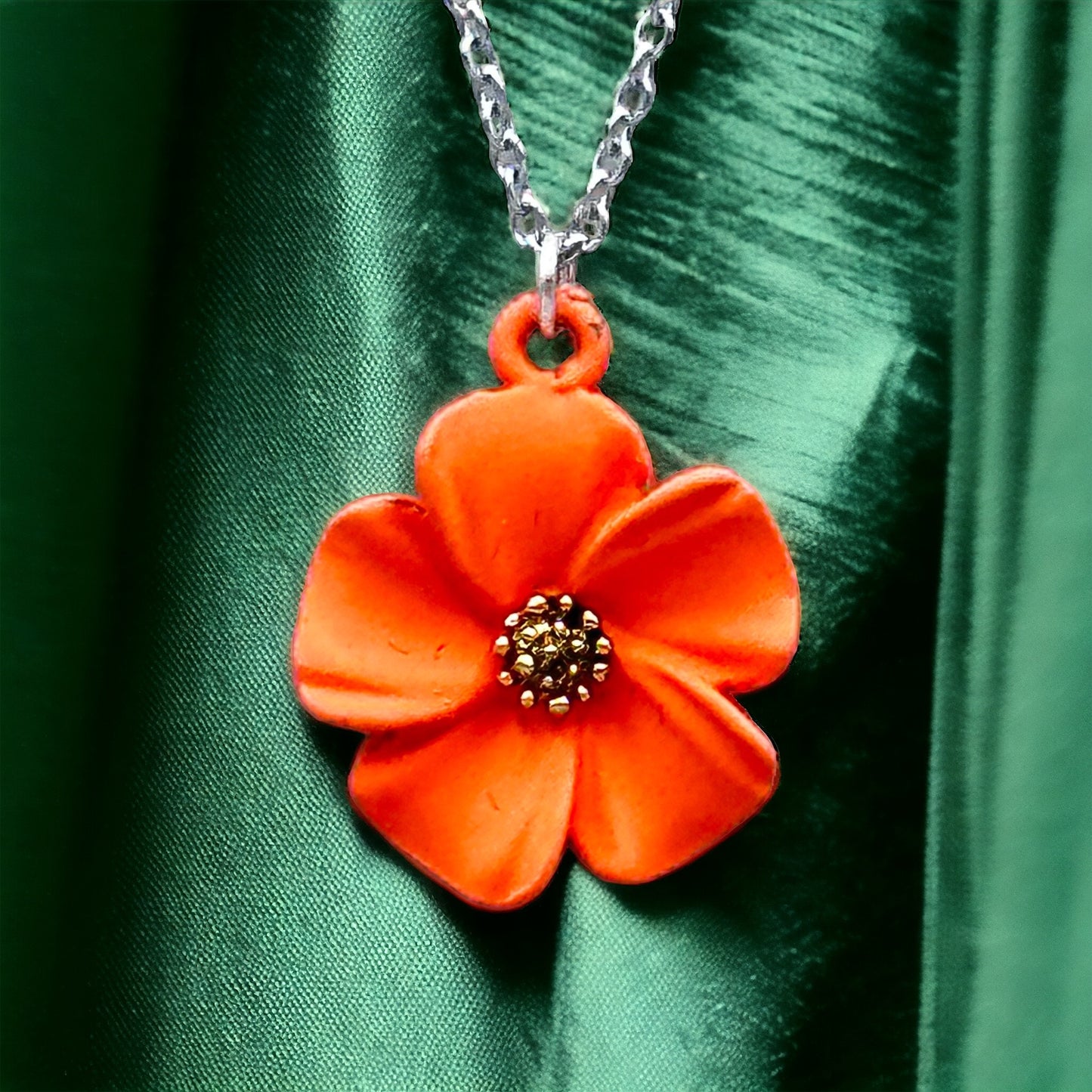 Spray Painted Flower Charm Necklace