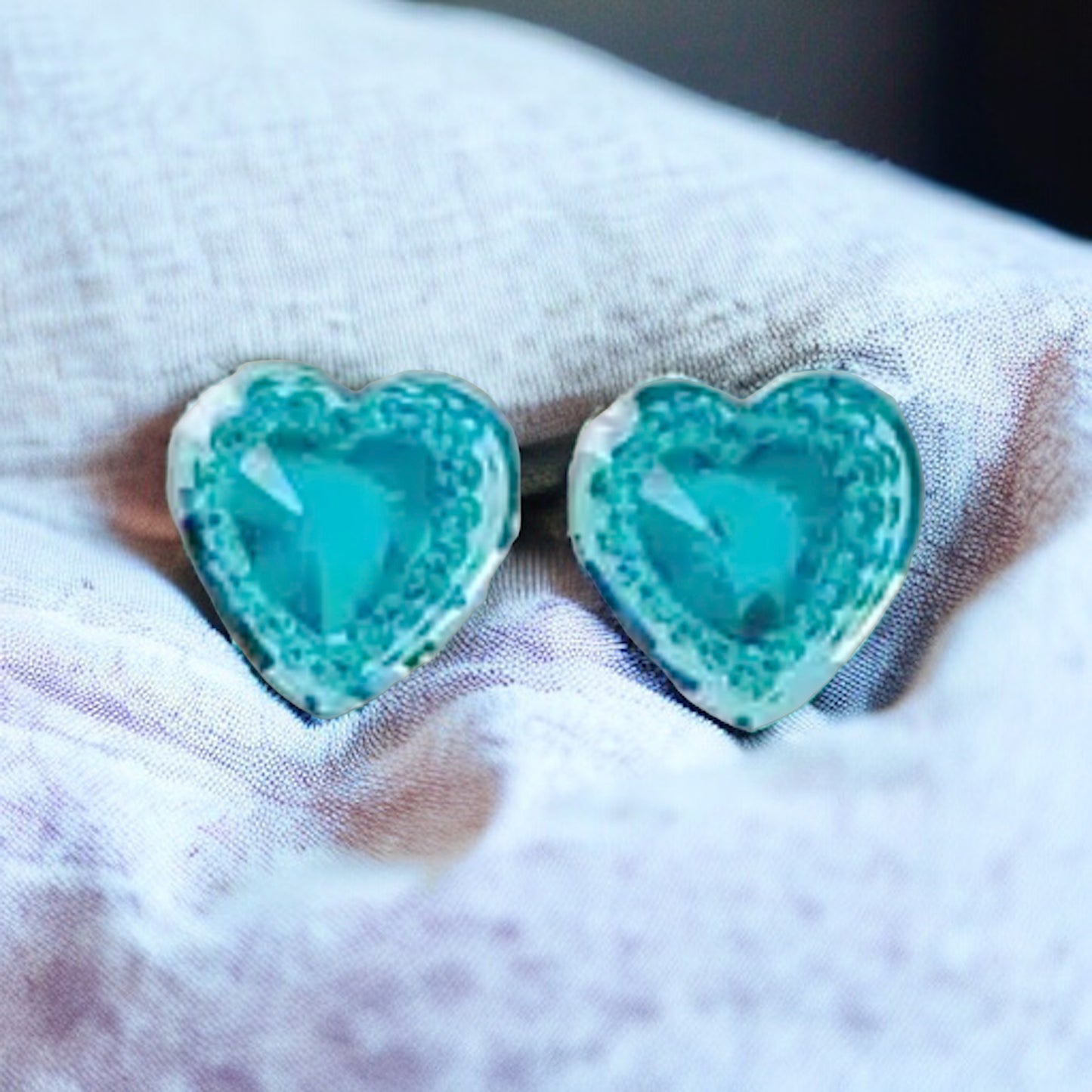 Heart Rhinestone Embellishment Stud Earrings