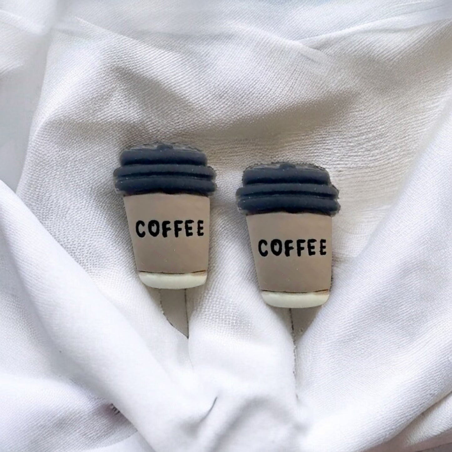 Resin Chocolate Coffee Cups Embellishment Stud Earrings