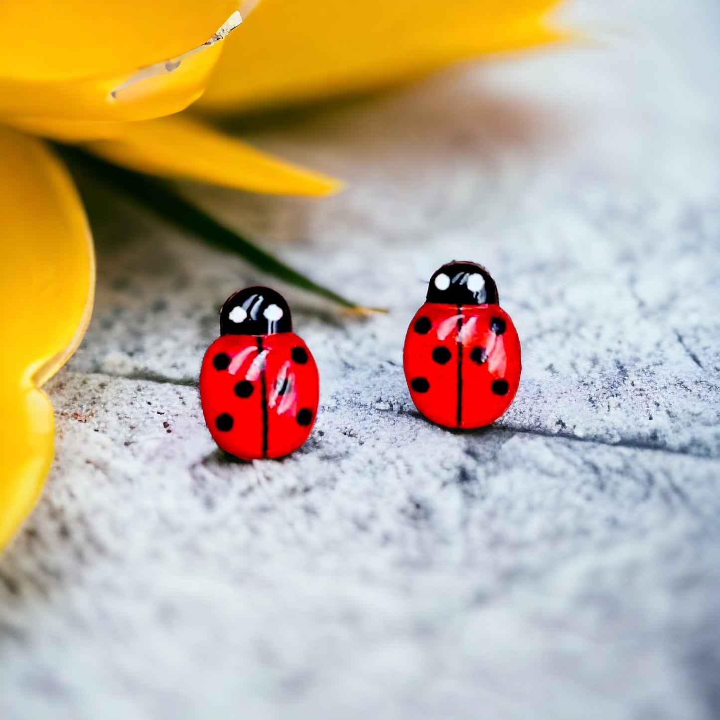 Ladybug Embellishment Stud Earrings