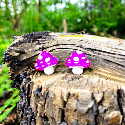 Mini Kawaii Resin Mushroom Embellishment Stud Earrings