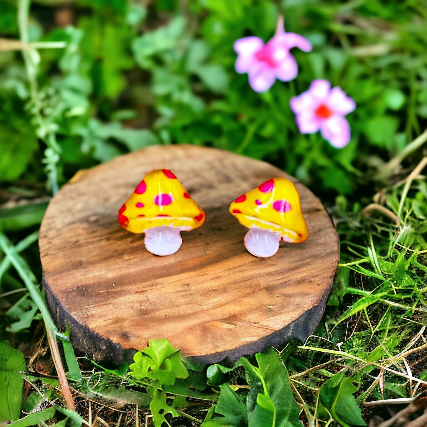 Mini Kawaii Resin Mushroom Embellishment Stud Earrings