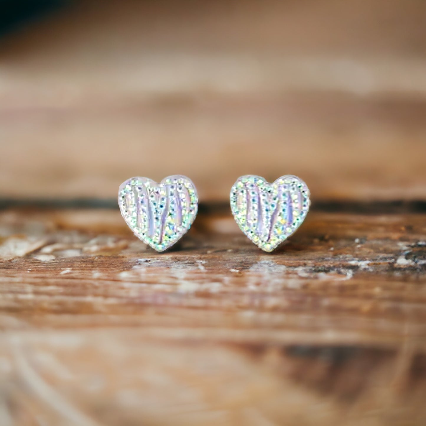 Heart Rhinestone Embellishment Stud Earrings