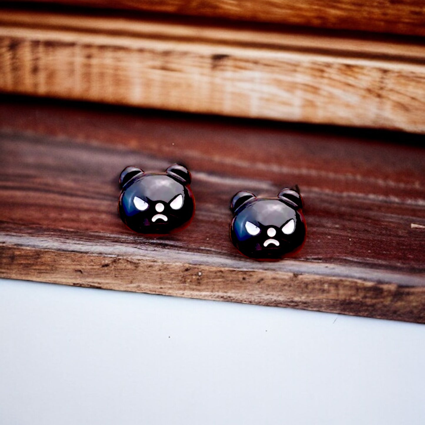 Resin Black Cat Embellishment Stud Earrings