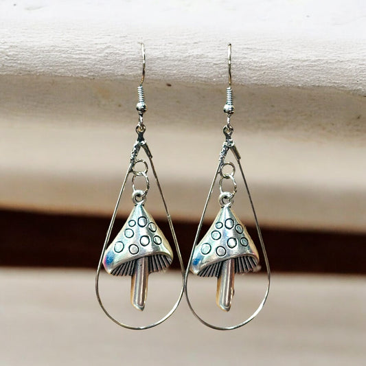 Teardrop Mushroom Dangle Earrings