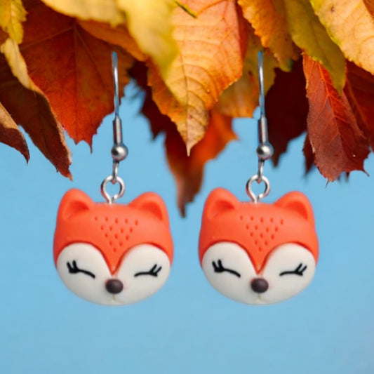 Fox Resin Pendant Dangle Earrings