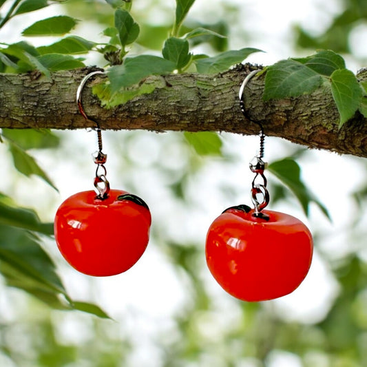 Apple Charm Dangle Earrings