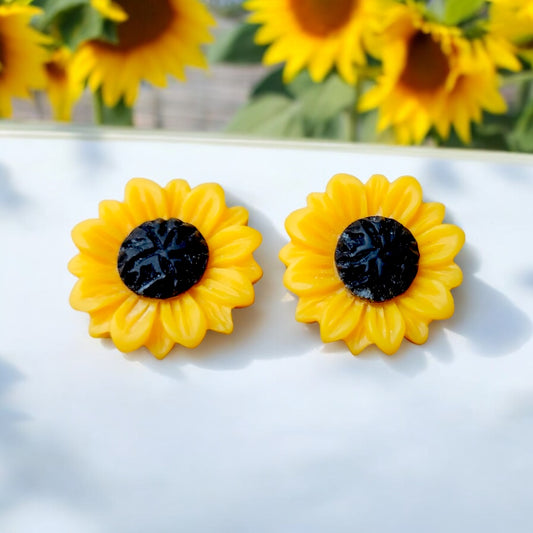 Sunflower Embellishment Stud Earrings