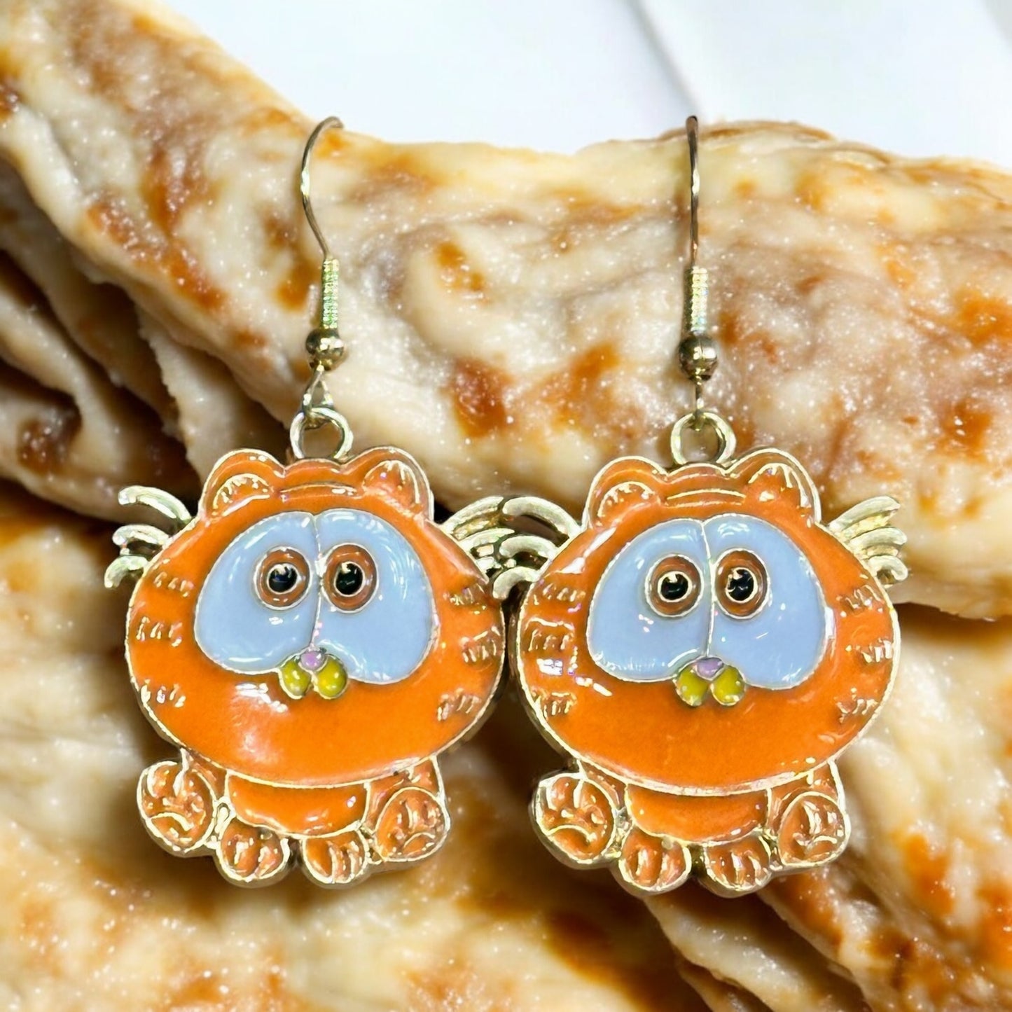 Orange Kitten Dangle Earrings