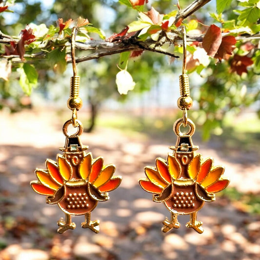 Turkey with Hat Dangle Earrings