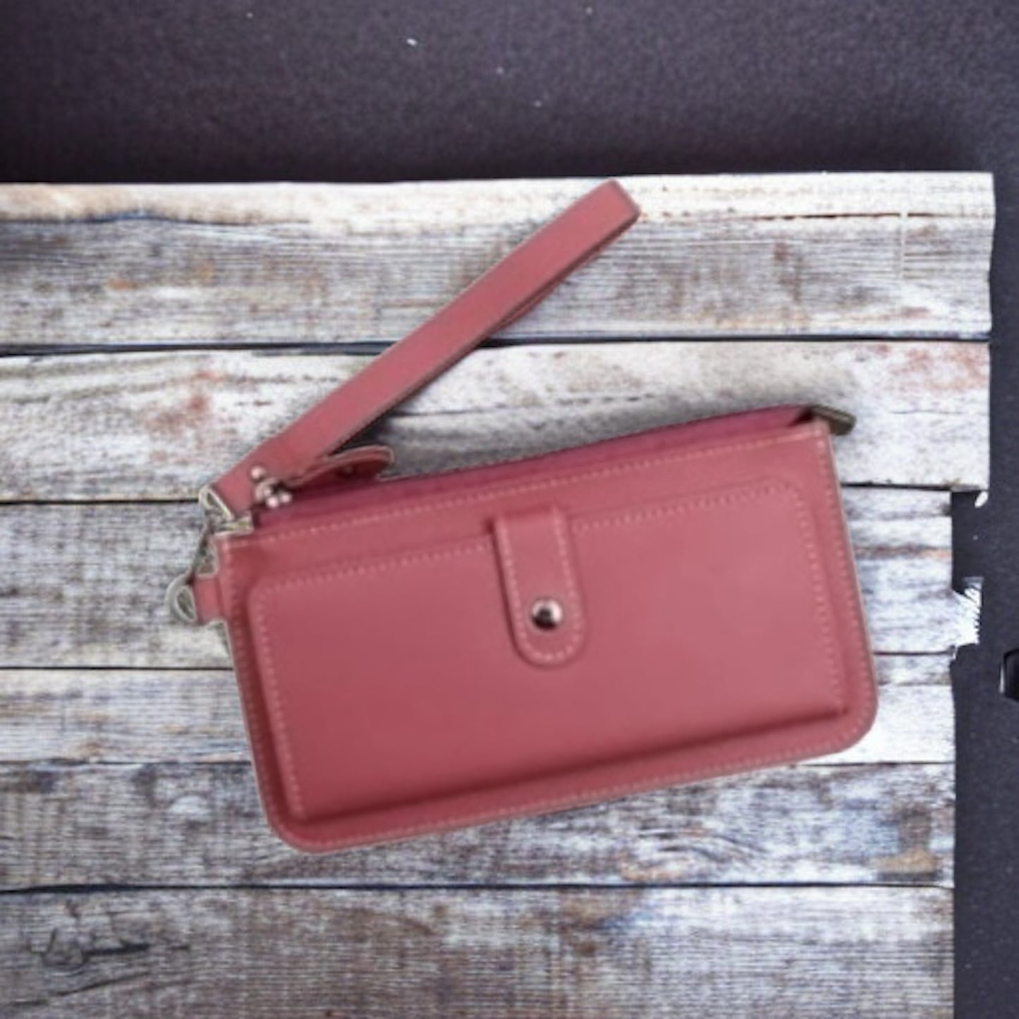 Faux Leather Wristlet Wallet