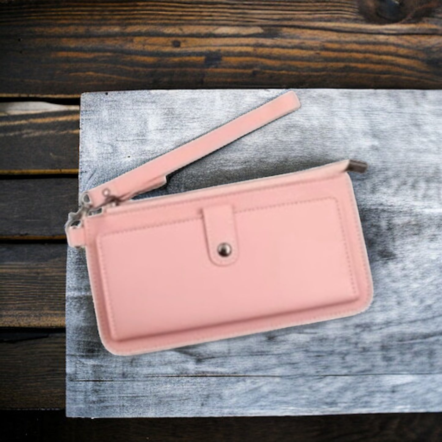 Faux Leather Wristlet Wallet