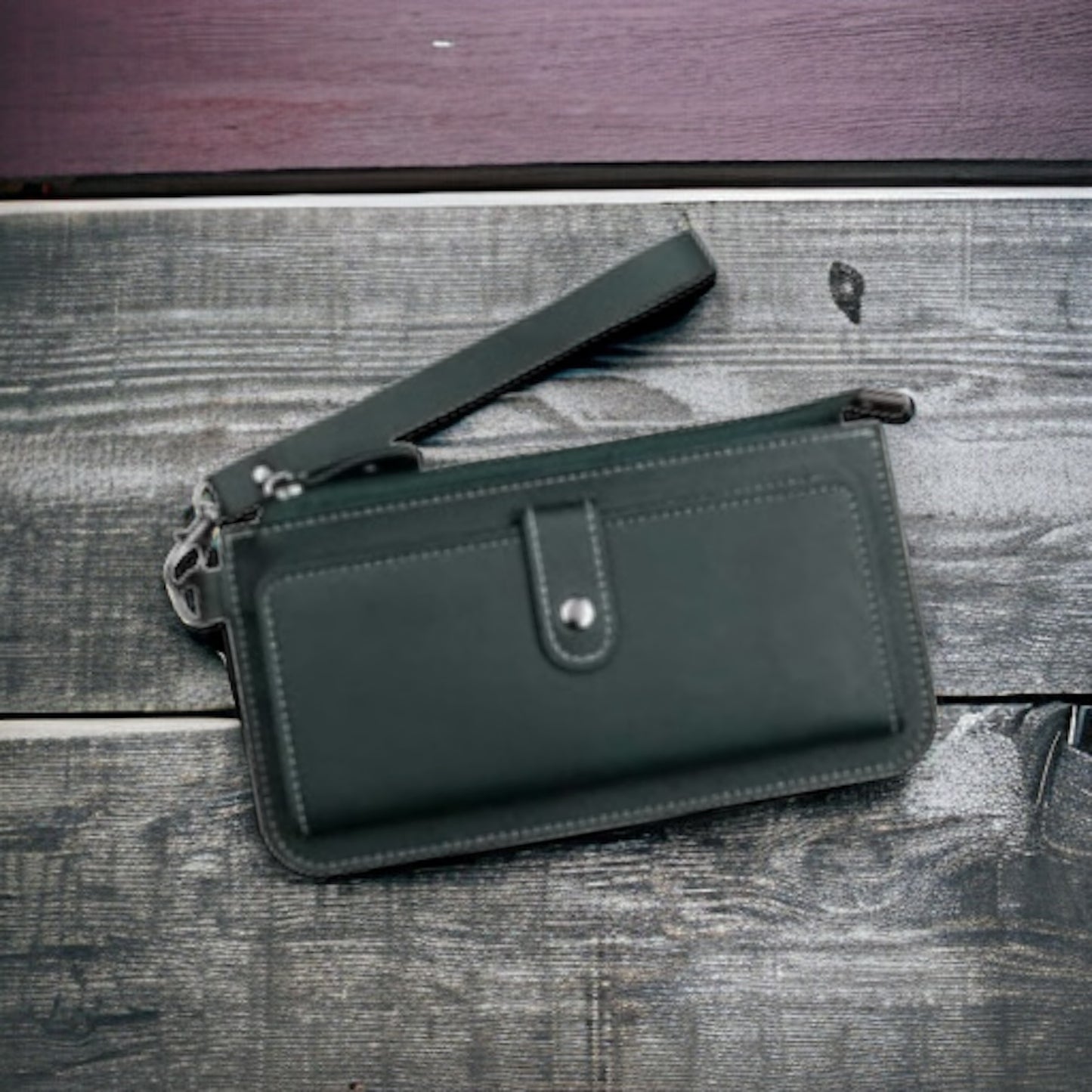 Faux Leather Wristlet Wallet