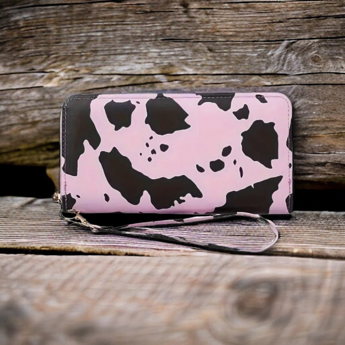 Cow Print Clutch Zippered Wallet