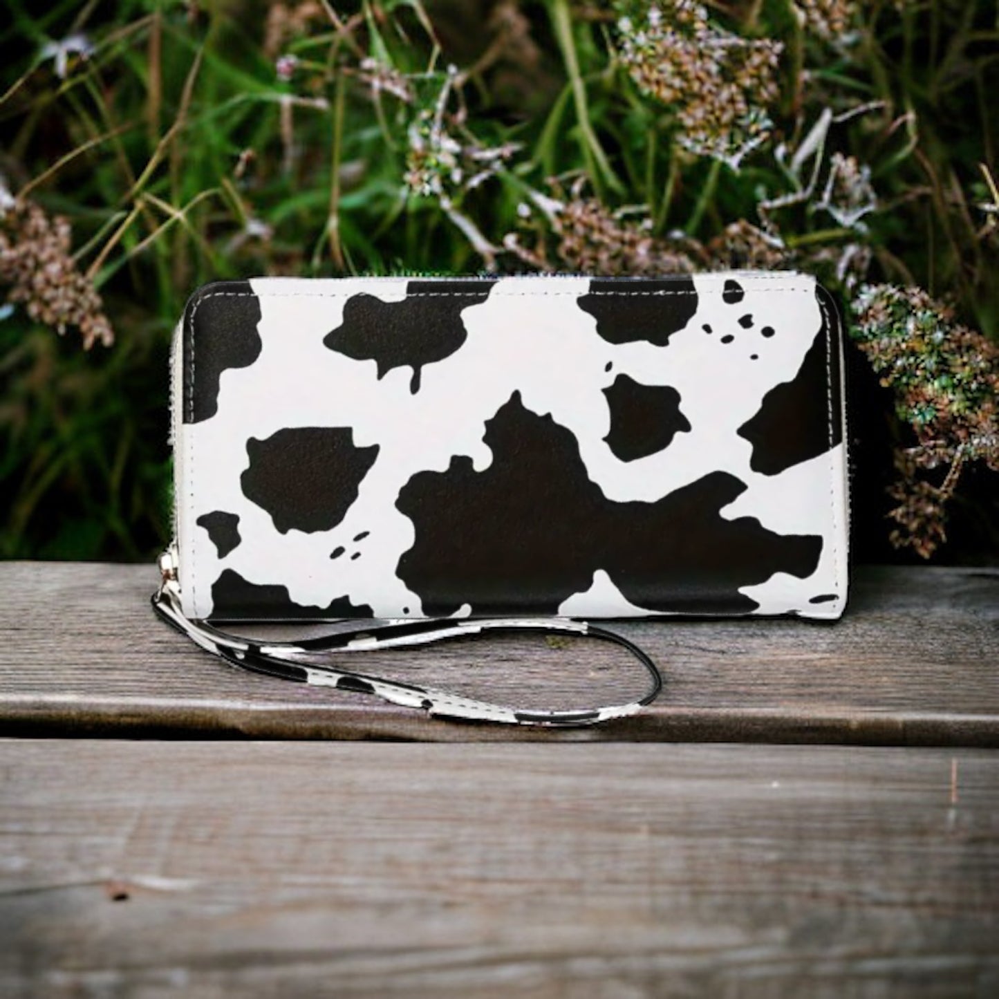 Cow Print Clutch Zippered Wallet