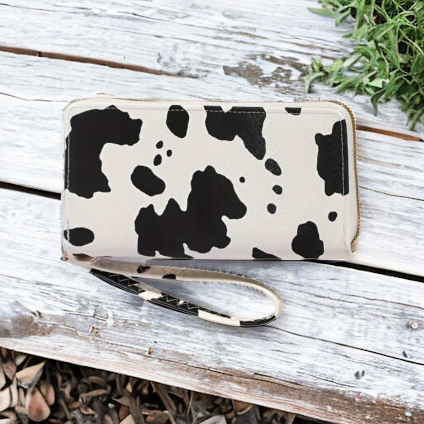 Cow Print Clutch Zippered Wallet