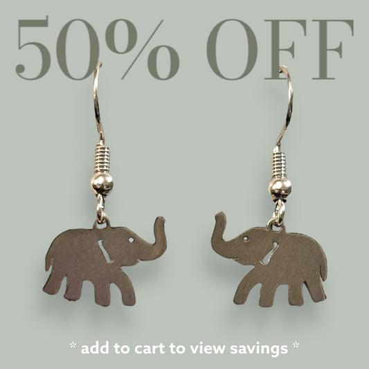 Silver Elephant Charm Dangle Earrings