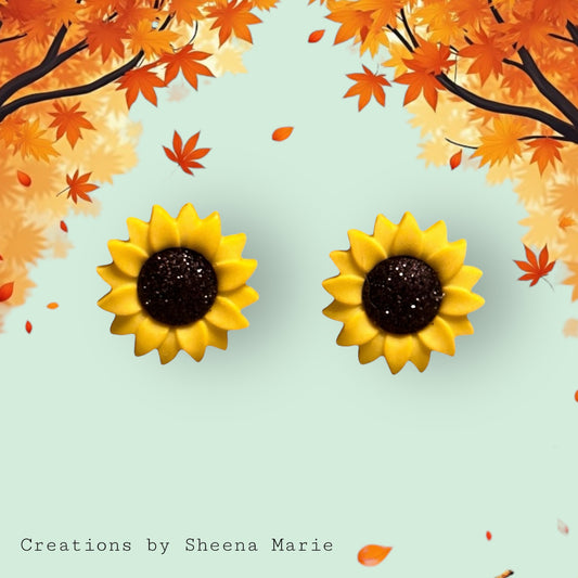 Sunflower Button Stud Earrings