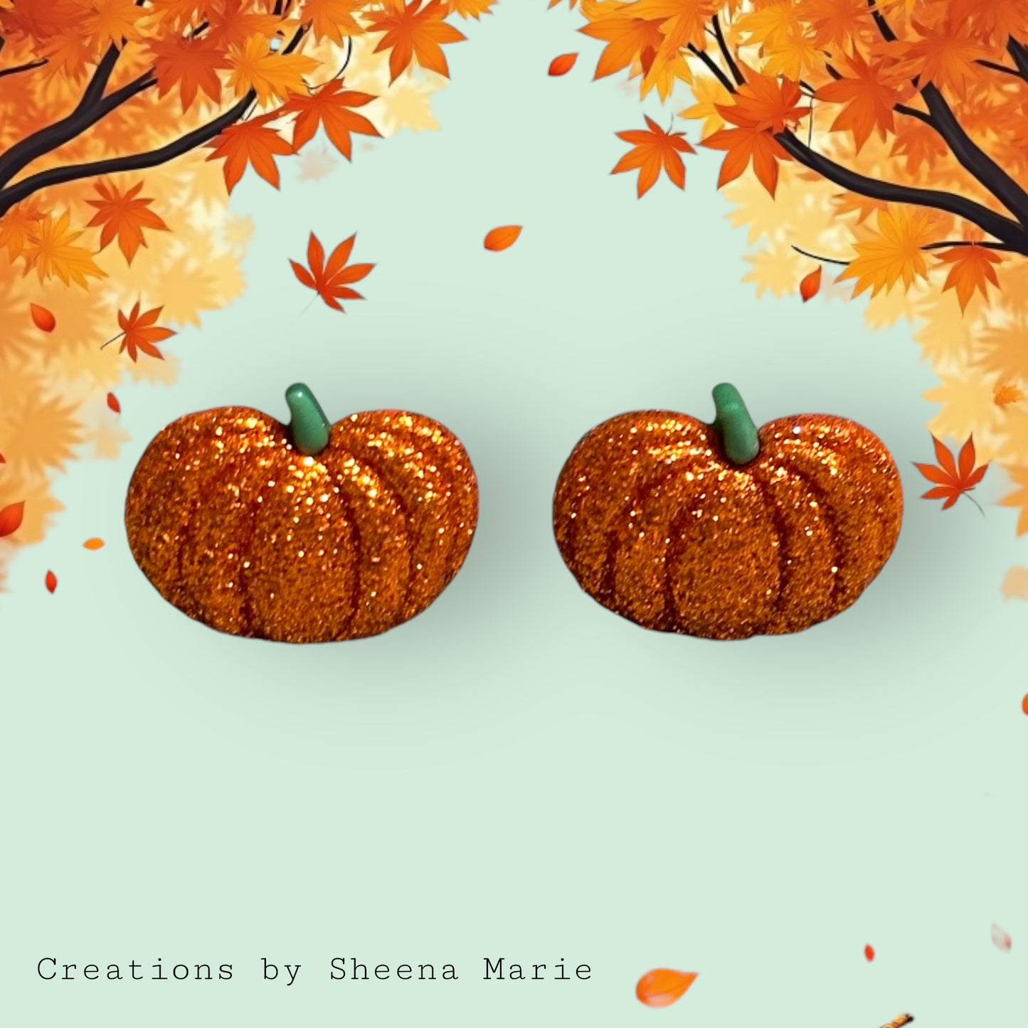 Glitter Pumpkin Stud Earrings