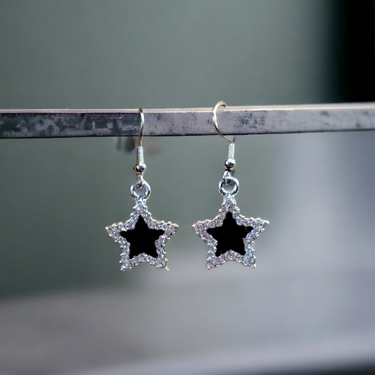 Black Star Charm Bling Earrings