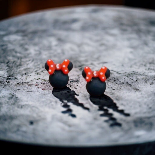 Mouse Ears Embellishment Stud Earrings