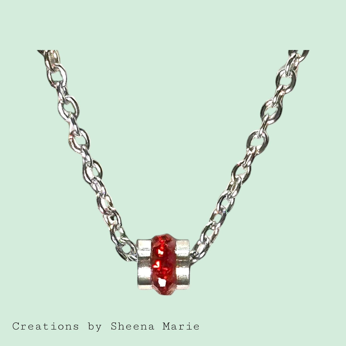 Rhinestone Bead Charm Necklace