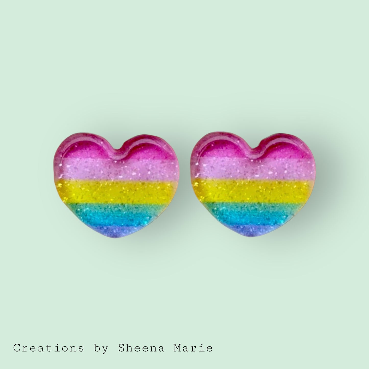 Pastel Rainbow Heart Stud Earrings