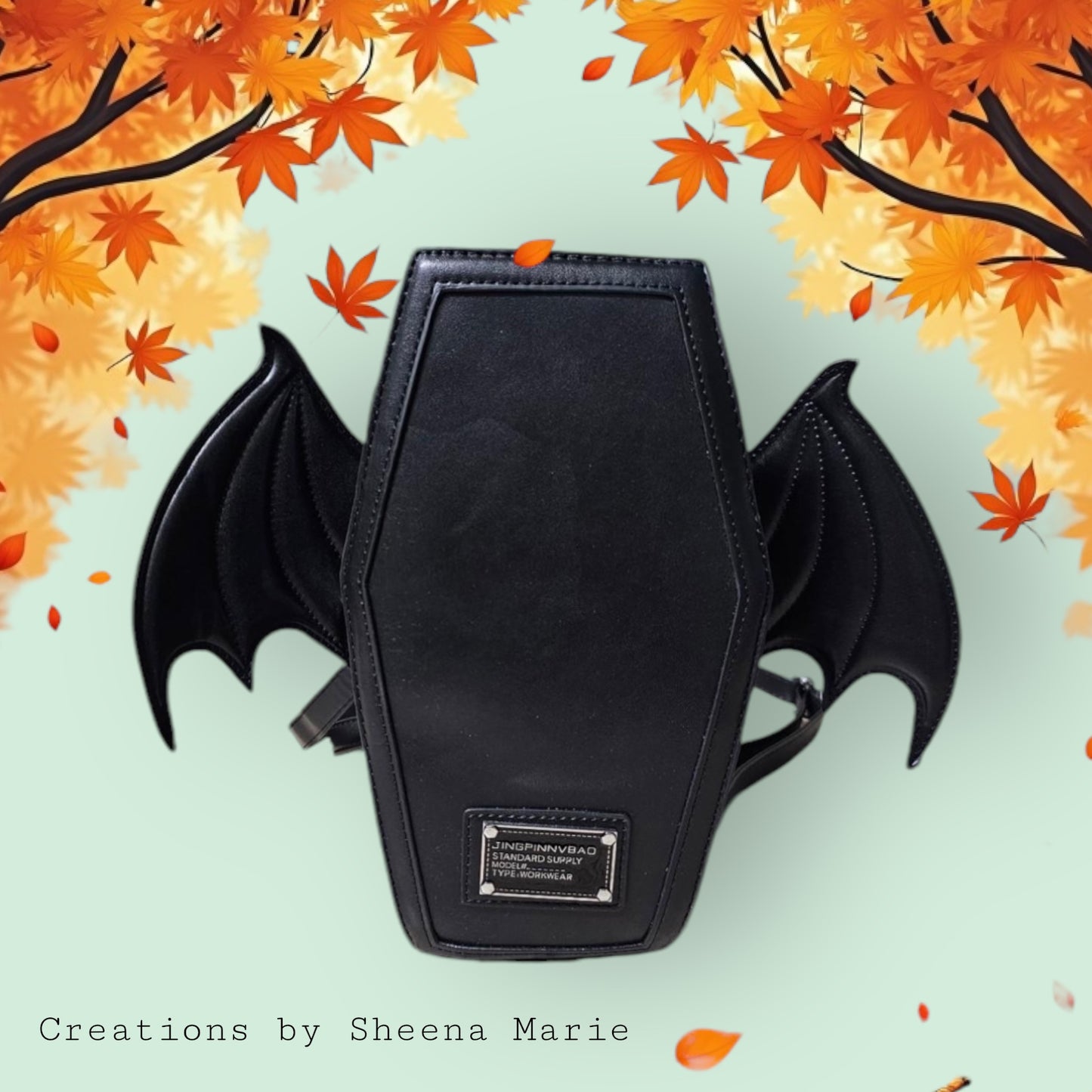 Coffin Shaped Backpack Bag With Bat Wings