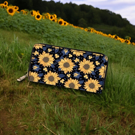 Blue Sunflower Clutch Wallet