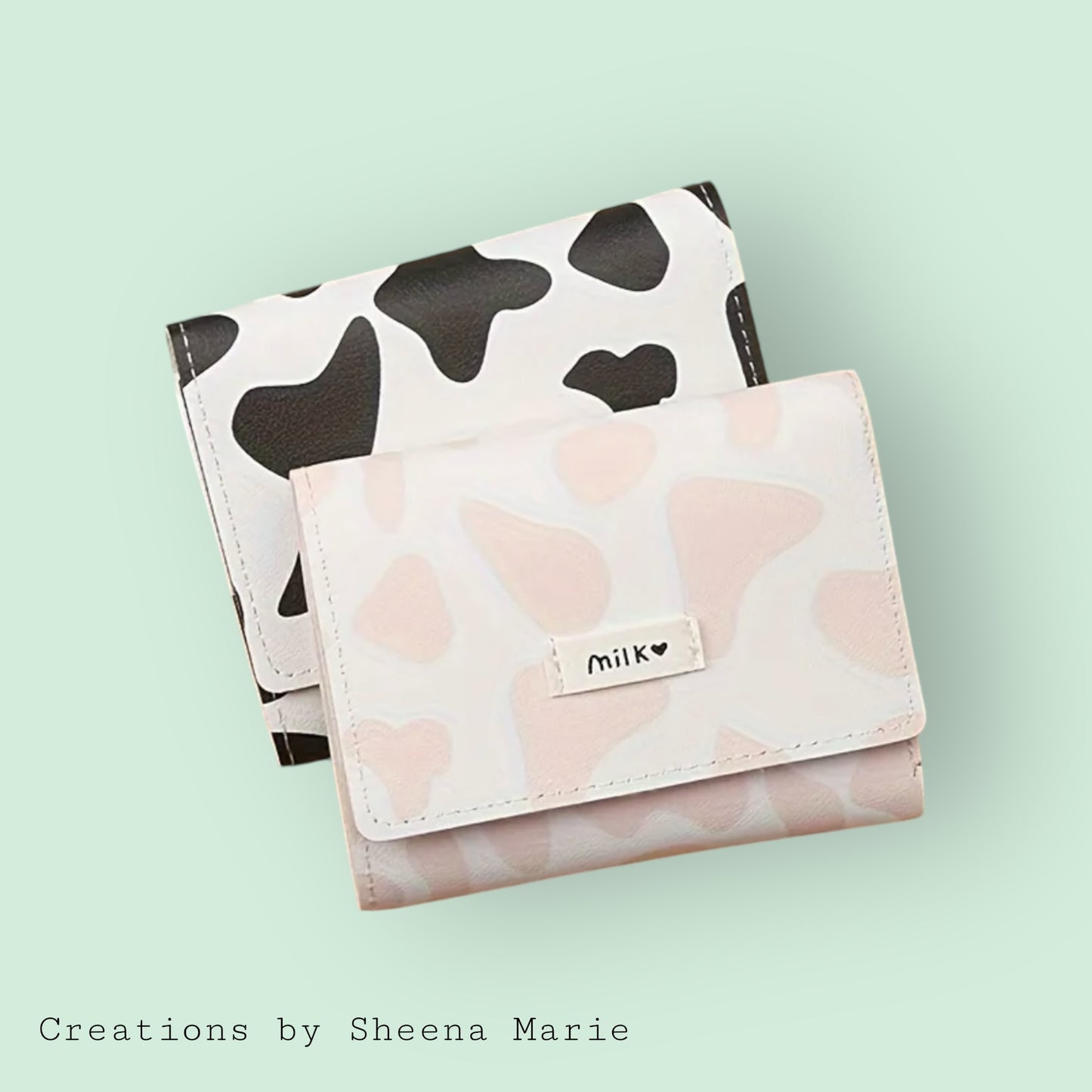 Cow Milk Print Trifold Wallet