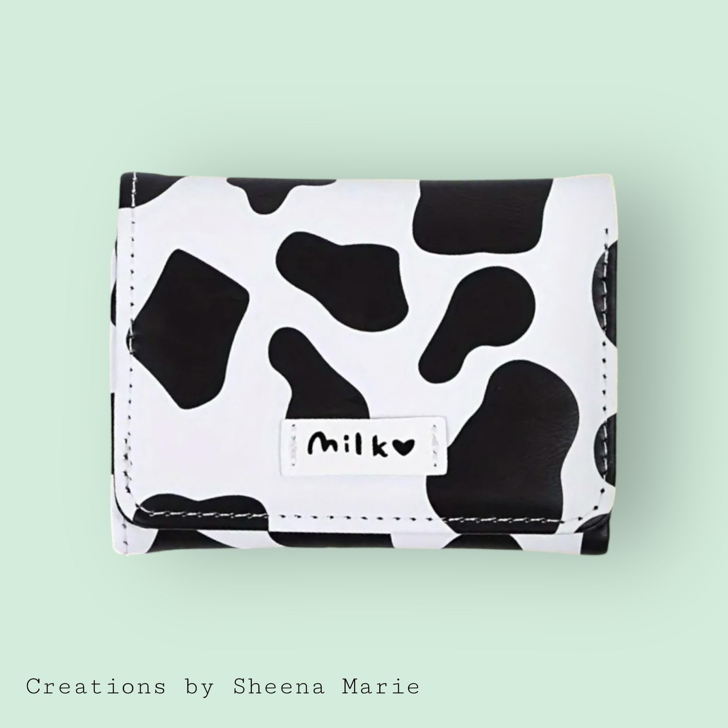 Cow Milk Print Trifold Wallet