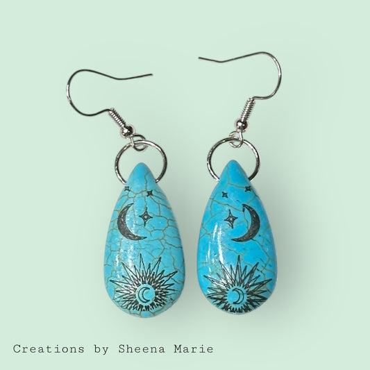 Faux Turquoise Teardop Dangle Earrings