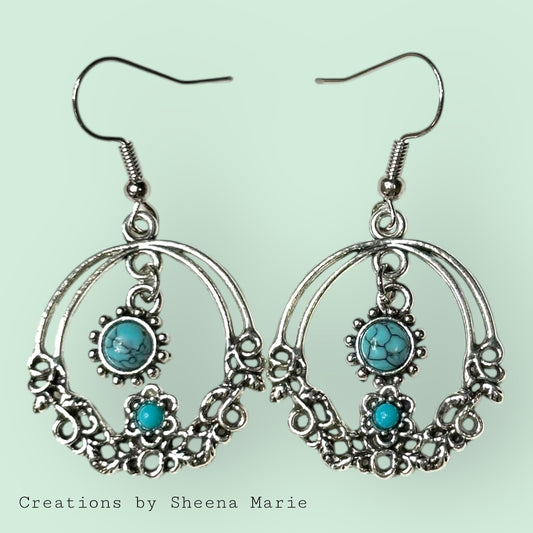 Faux Turquoise Dangle Earrings