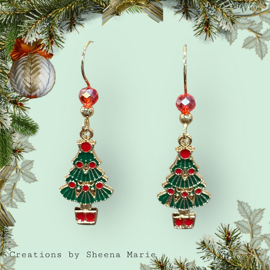 Christmas Tree Dangle Earrings