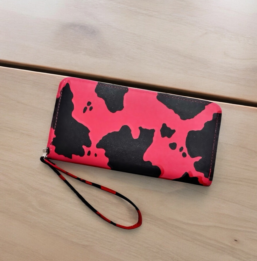 Cow Print Clutch Zippered Wallet