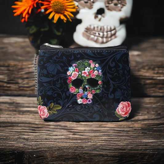 Floral Skull Coin Purse