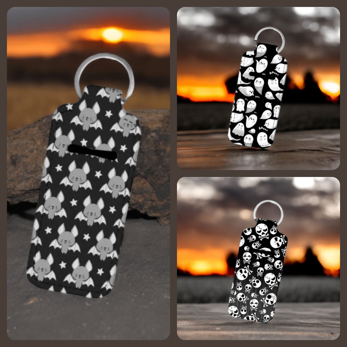 Spooky Neoprene Lip Balm Holder Keychain