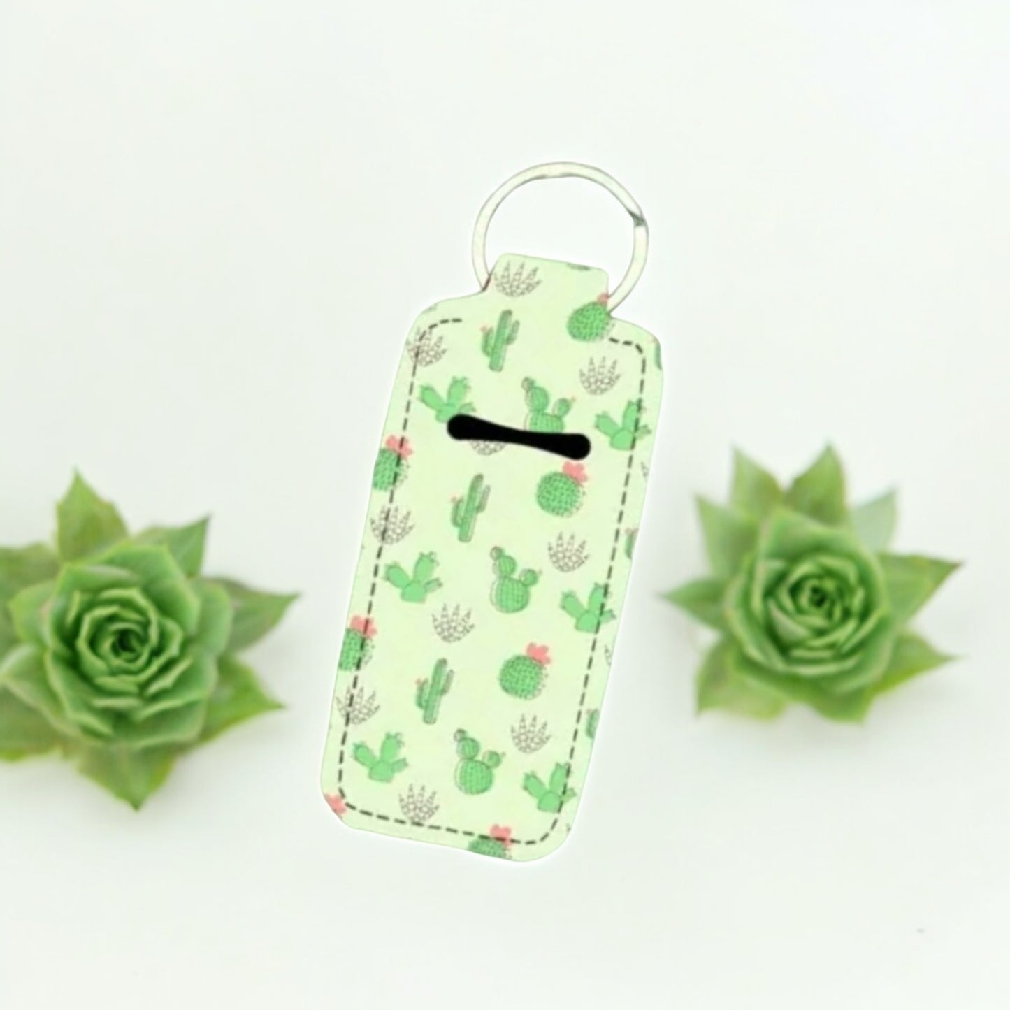 Cacti Neoprene Lip Balm Holder Keychain